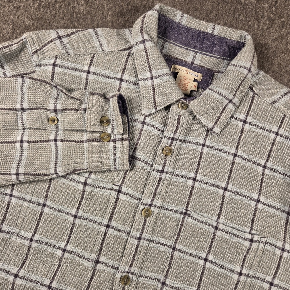 Carbon 2 Cobalt Linen Shirt Mens Medium Green Heavyweight Knit Shacket Button Up